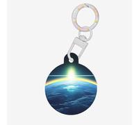 Looking up at The Earth Dog Tags rond pour animal de compagnie, en acrylique, durable et élégant, parfait pour les petits et grands animaux de compagnie