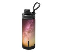 Looking Up Into The Night Sky Bouteille d'eau isotherme avec poignée 532 ml en acier inoxydable pour l'école et les voyages