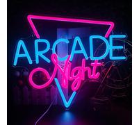 Looklight Arcade Night Enseigne au néon Jeu Lumière Néon Bleu Rose Led Neon Sign pour salle de jeu Lettre USB Néon murale pour chambre d'enfant Zone de jeu Bar Cadeau de fête de Noël
