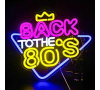 Looklight Back to The 80's Néon Sign Lumière néon colorée pour décoration de fête 80's USB 80's Crown Letter Neon Light pour chambre Boutique Fête d'anniversaire Home Bar Cadeaux pour amis