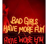 Looklight Bad Girls Have More Fun Panneau néon LED rouge pour décoration murale, lettre néon fille pour chambre à coucher, chambre de fille, salon, bar, club, fête, boutique