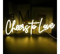 Looklight Cheers to Love Enseignes au néon Blanc chaud Conduit Néon Lumière Alimenté par USB Lettres acryliques Cheers Led Sign pour chambre à coucher Mariage Anniversaire Proposition Décor