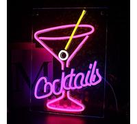 Looklight Cocktails Néon Enseigne lumineuse cocktail pour bar Enseigne lumineuse pour murale Neon Sign rose violet pour cocktail USB pour maison bar club cuisine hôtel fête mariage cadeau