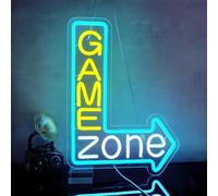 Looklight Game Zone Panneau néon à intensité variable pour joueur, panneaux LED colorés pour salle de jeux, flèche USB, panneaux de jeu pour chambre de garçons, cadeaux pour joueur