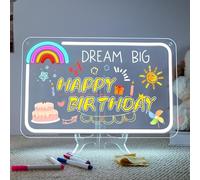 Looklight Tablette Lumineuse Dessin, Tableau Dessin Lumineux, Tablette Acrylique LED avec Câble USB, Chaîne de Suspension, Support & 7 Marqueurs, Tableau Led Enfant pour Bureau, École, Maison