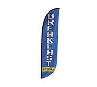 LookOurWay Drapeau à plumes - Bannière publicitaire de 3,7 m de haut pour la promotion des entreprises et des événements - Drapeau uniquement - Thème nourriture et restaurant - Spécial petit déjeuner