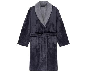 LOOKS BY WOLFGANG JOOP Peignoir, Taille XL - Peignoir femme en éponge, robe de chambre anthracite à col châle, mélange de coton de qualité supérieure