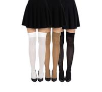 looksy Chaussettes montantes au-dessus du genou pour femme, couleur unie, pour fille, école, cosplay, uniforme bas 60 deniers, Mélange - 3 paires, Taille unique