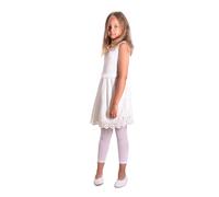 looksy Filles 7/8 Longueur Collants sans Pieds pour Jupe Robe Tunique Leggings Minces pour Petite Dame À La Mode Enfants Ballet Gymnastique École Pantalon Alice, Bianco 110/116 cm (5/6 Ans)
