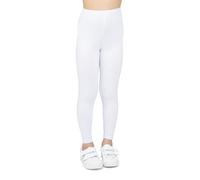 looksy Leggings en Coton Blanc pour Filles Longueur Cheville Doux et Respirants Idéals pour École Danse Sport et Quotidien, 8 Ans (128 cm)