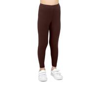 looksy Leggings en Coton Marron pour Filles Longueur Cheville Doux et Respirants Idéals pour École Danse Sport et Quotidien, 10 Ans (140 cm)