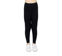 looksy Leggings en Coton Noir pour Filles Longueur Cheville Doux et Respirants Idéals pour École Danse Sport et Quotidien, 6 Ans (116 cm)