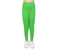 looksy Leggings en Coton Vert pour Filles Longueur Cheville Doux et Respirants Idéals pour École Danse Sport et Quotidien, 4 Ans (104 cm)