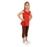looksy Leggings pour Filles-Pantalons d'été Capri 19 Couleurs, Non Transparent, Confortable, à Porter au Quotidien, Tissu en Coton Doux et Respirant, Marron 4 Ans (104 cm)