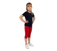 looksy Leggings pour Filles-Pantalons d'été Capri 19 Couleurs, Non Transparent, Confortable, à Porter au Quotidien, Tissu en Coton Doux et Respirant, Rouge 12 Ans (152 cm)