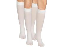 looksy Lot de 2 paires de chaussettes hautes pour femme avec bande de compression 60 deniers Taille unique Collants chauds Bottes longues opaques, Bianco, taille unique