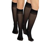 looksy Lot de 2 paires de chaussettes hautes pour femme avec bande de pression 60 deniers Taille unique Collants chauds Bottes longues opaques, noir, taille unique