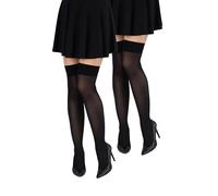 looksy Lot de 2 paires de chaussettes montantes au genou pour femme - Couleur unie - 60 deniers, noir, taille unique