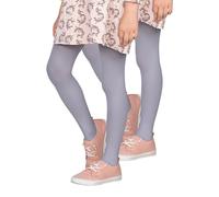 looksy Lot de 2 paires de collants opaques solides 40 deniers en microfibre douce pour enfants, pour la danse, l'école, le ballet - Fabriqués en Italie, Grigio, 7-8 ans