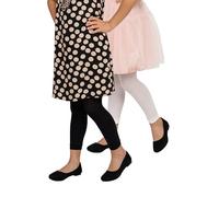 looksy Lot de 2 paires de collants sans pied pour fille Longueur 7/8 Pantalon indispensable au quotidien Choix Uni Activewear pour enfants École Danse Ballet Tailles 3 à 12 ans, Blanc/noir, 146-152