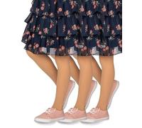 looksy Lot de 3 Collants Fille Naturel 40 Deniers Opaques Unis Microfibre Ballet Extensibles Doux Enfant Collants Scolaires Uniforme Danse, Natural 7/8 ans