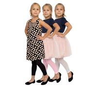 looksy Lot de 3 paires de collants de danse opaques pour petites filles Longueur 7/8 Pantalon de gymnastique à la mode pour enfants Alice, ensemble de 3 paires, Bianco Nero Rosa 122/128 cm (7/8 ans)