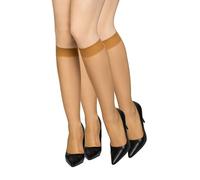 looksy Natalie15 Lot de 2 paires de chaussettes hautes transparentes sans pression pour femme 15 deniers confortables et lissantes Taille unique, sahara, Taille unique