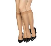 looksy Natalie15 Lot de 2 paires de chaussettes hautes transparentes sans pression pour femme 15 deniers confortables et lissantes Taille unique, Doré., Taille unique