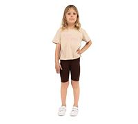 looksy Short de Cyclisme pour Filles - Couleurs Classiques Unies et Vives Taille élastique Tissu en Coton Confortable et Respirant Durable et Facile à Porter, Marron 6 Ans (116 cm)