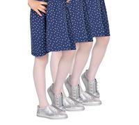 looksy Tonia Lot de 3 paires de collants blancs italiens pour filles, 20 DEN, légers, transparents, pieds unis, bas d'école de danse de Ballet, Bianco 11/12 ans