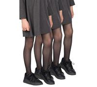 looksy Tonia Lot de 3 paires de collants noirs italiens pour filles, 20 DEN, légers, transparents, pieds unis, bas d'école de danse de Ballet, Nero 7/8 ans