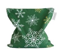 LOOLAY Coussin chauffant en noyaux de cerise au micro-ondes - 20 x 20 cm - 100 % coton - Idéal pour les tensions musculaires ou les douleurs menstruelles (flocons de neige, vert)