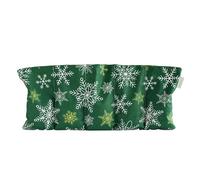 LOOLAY Coussin chauffant en noyaux de cerise au micro-ondes, 50 x 20 cm, en coton bio, avec 5 compartiments, idéal pour les tensions musculaires et les douleurs menstruelles (flocons de neige, vert)