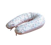LOOLAY Coussin de Grossesse - Coussin d’Allaitement 190 cm - Coussin latéral 100% Coton - avec Housse Amovible - Coussin Ergonomique pour Dormir Pendant la Grossesse (Rose gaufré/Prairie Rose)