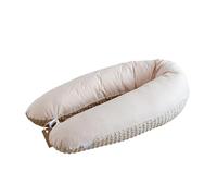 LOOLAY Coussin de Grossesse - Coussin d’Allaitement 190 cm - Coussin latéral 100% Coton - avec Housse en Minky Amovible - Coussin Ergonomique pour Dormir Pendant la Grossesse (Beige/Beige Minky)