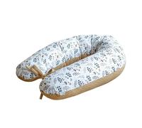 LOOLAY Coussin de maternité - Coussin d'allaitement 170 cm - Coussin de positionnement latéral 100% coton - avec housse amovible - Coussin enceinte ergonomique pour dormir (Motif gaufré taupe/Motif