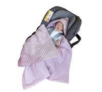 LOOLAY Couverture d’Emmaillotage Siège Auto Bébé 90x90 cm - Chancelière pour Siège Auto nid d'ange Bebe Toutes Saisons - Compatible avec Harnais 3 et 5 Points (Rose)