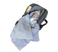LOOLAY Couverture d’Emmaillotage Siège Auto Bébé 90x90 cm - Chancelière pour Siège Auto nid d'ange Bebe Toutes Saisons - Compatible avec Harnais 3 et 5 Points(Gris)