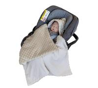 LOOLAY Couverture d’Emmaillotage Siège Auto Bébé 90x90 cm - Chancelière pour Siège Auto nid d'ange Bebe Toutes Saisons - Compatible avec Harnais 3 et 5 Points (Beige)