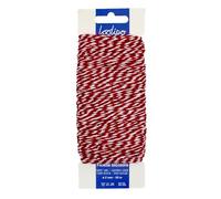 LOOLIPO - FICELLE BICOLORE EN COTON - ROUGE & BLANC - ø 1,1 mm - 50 m - Mercerie créative - Pelotes & fils - Loisir créatif - Activité manuelle - L799075