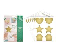 Pack de 36 Gommettes à Gratter Pailleté de 7cm - 6 Planches 17x22cm - 3 Formes Dorées - Sodertex - L940001