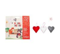 LOOLIPO - KIT À COUDRE EN FEUTRINE 3 CŒURS - POPPY HEART - 6 pièces en feutrine + 3 fils + 3 aiguilles + ouate - 8 x 8 cm - Kits créatifs - Loisir créatif - Activité manuelle - L295973