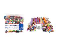 LOOLIPO - Maxi pack - Pack économique - Classe entière - 900 pièces : 300 Pompons, 200 Pompons tricolores, 300 chenilles, 100 Yeux Mobiles - Coloris Assortis - Loisirs Créatifs - L605905