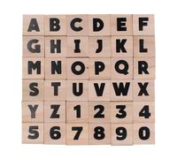 LOOLIPO - Tampons en Bois - Chiffres & Lettres Majuscules - 36 Pièces - 2 x 2 x 2 cm - Pochoirs & Encreurs - Loisir Créatif - Activité Manuelle - L740202