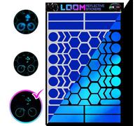 LOOM Kit d'autocollants réfléchissants (67 pièces bleues) • Autocollants de sécurité étanches pour casques, skateboard, vélo, scooter, vélo électrique, moto et poussettes • Couleurs vives