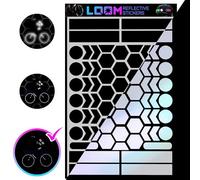 LOOM Kit d'autocollants réfléchissants (67 pièces, noirv2) | Autocollants pour vélo pour sécurité nocturne | Autocollants réfléchissants pour casque, moto, vélo, voiture et poussette | Autocollants de