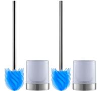 LOOMAID Brosse WC tête silicone inox/bleu avec porte-brosse - set de 2 pièces