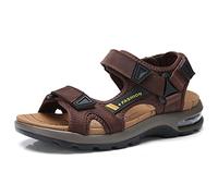 LOOMLO Men's Sandals Leather Open Toe Hiking Sandals Outdoor Summer Sport Sandals (Color : Dark Brown, Size : 44 EU)