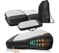 LOONARA Sacs de compression pour valises et sacs à dos [4 pièces] - Cubes compressibles, organiseurs bagages, sacs de voyage, accessoires camping et randonnée (Évasion de Minuit - Noir)