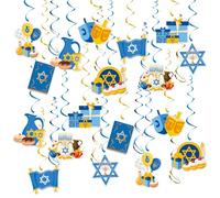 LOONELO Happy Hanukkah Lot de 44 tourbillons de décoration à suspendre pour plafond et papier cartonné, décorations de fête pour fêtes juives